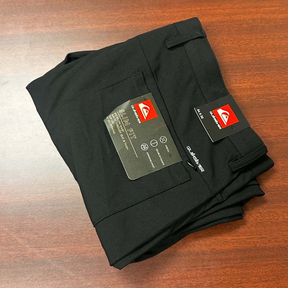 Quiksilver Slim Fit Black Onyx Performance Golf Pants Mens Size 34x32 NWT $78